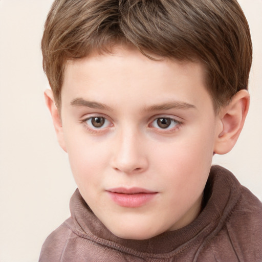 Neutral white child male with short  brown hair and grey eyes