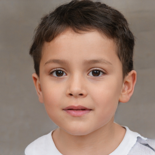 Neutral white child male with short  brown hair and brown eyes