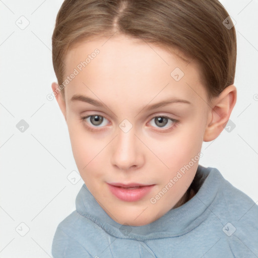 Neutral white child female with short  brown hair and brown eyes