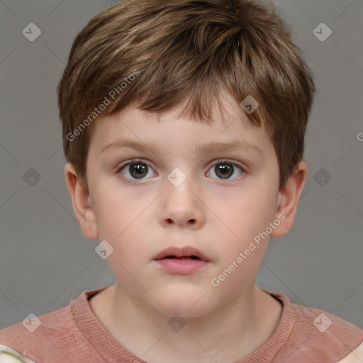 Neutral white child male with short  brown hair and brown eyes