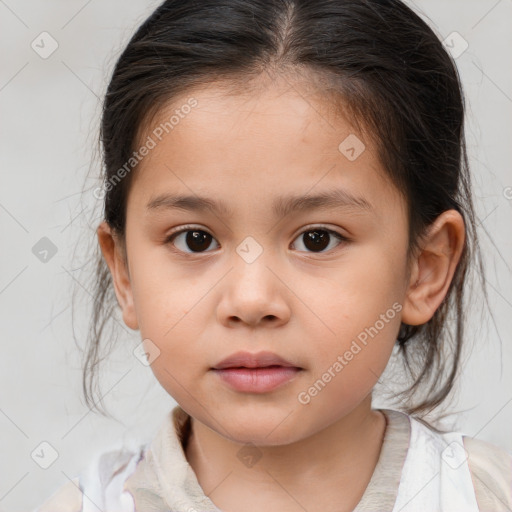 Neutral white child female with medium  brown hair and brown eyes