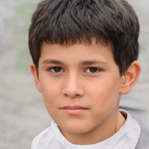 Neutral white child male with short  brown hair and brown eyes