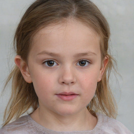 Neutral white child female with medium  brown hair and brown eyes