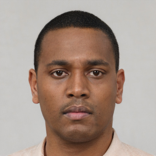 Neutral latino young-adult male with short  brown hair and brown eyes