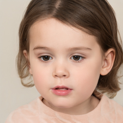 Neutral white child female with medium  brown hair and brown eyes