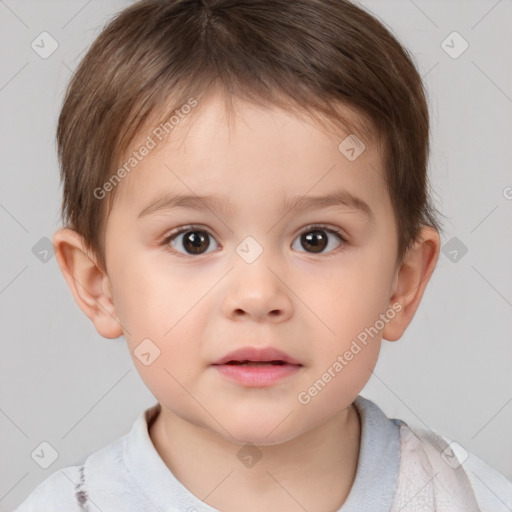 Neutral white child male with short  brown hair and brown eyes