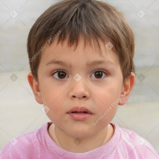 Neutral white child male with short  brown hair and brown eyes