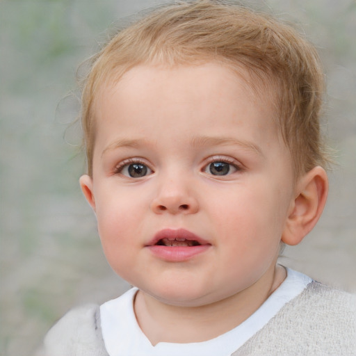 Neutral white child female with short  brown hair and blue eyes