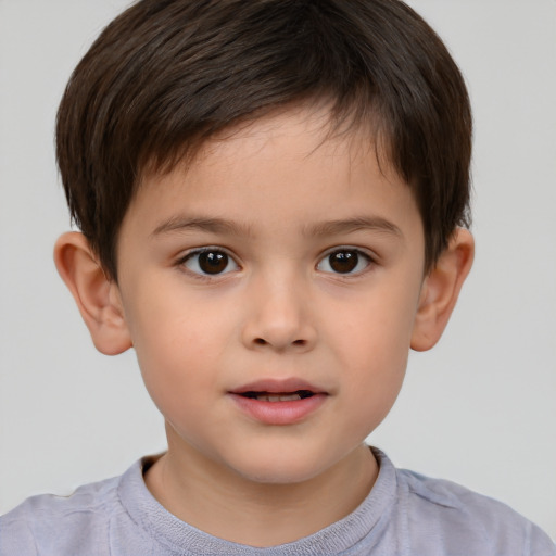 Neutral white child male with short  brown hair and brown eyes