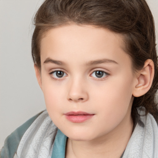 Neutral white child female with medium  brown hair and brown eyes