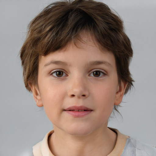 Neutral white child female with medium  brown hair and brown eyes