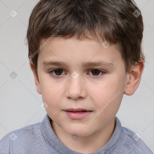 Neutral white child male with short  brown hair and brown eyes