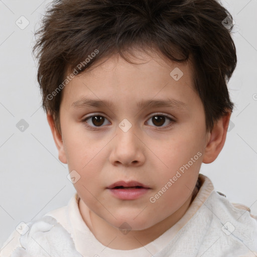 Neutral white child female with short  brown hair and brown eyes