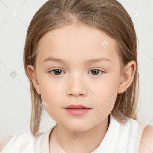 Neutral white child female with medium  brown hair and brown eyes