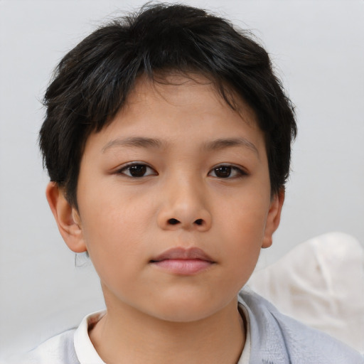 Neutral asian child female with short  brown hair and brown eyes
