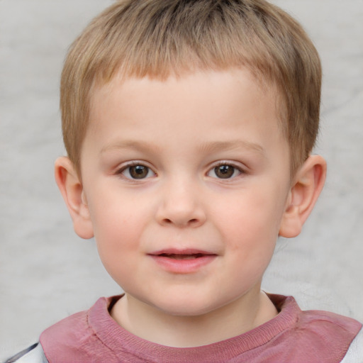 Neutral white child male with short  brown hair and grey eyes