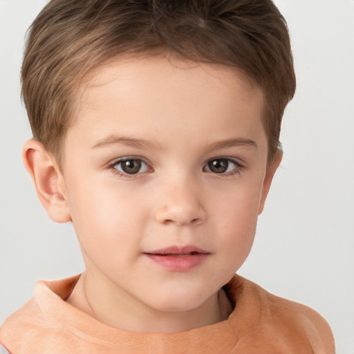 Neutral white child male with short  brown hair and brown eyes