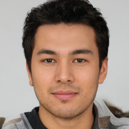 Neutral asian young-adult male with short  brown hair and brown eyes