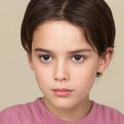 Neutral white child female with short  brown hair and brown eyes