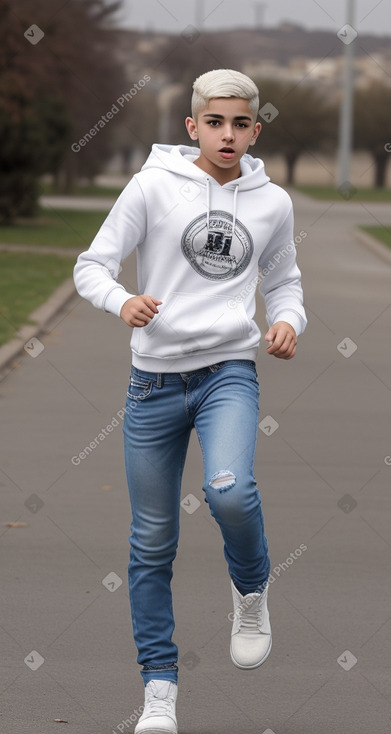 Arab teenager boy with  white hair