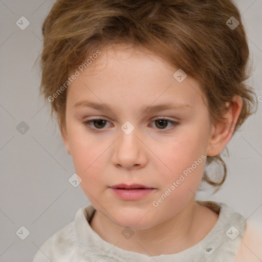 Neutral white child female with medium  brown hair and brown eyes