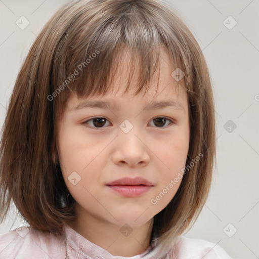 Neutral white child female with medium  brown hair and brown eyes