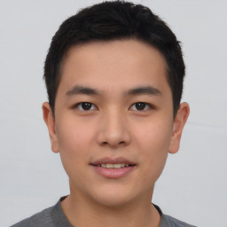 Neutral asian young-adult male with short  brown hair and brown eyes