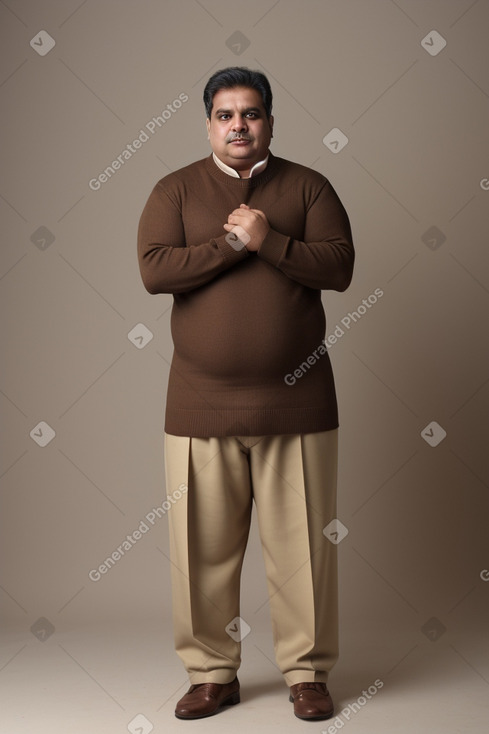 Pakistani middle-aged male with  brown hair