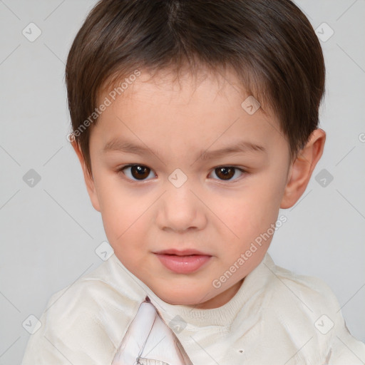 Neutral white child female with short  brown hair and brown eyes