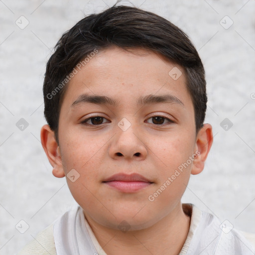 Neutral white child male with short  brown hair and brown eyes