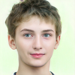 Child Brown Hair Short Hair Neutral Male with Green Eyes images |  