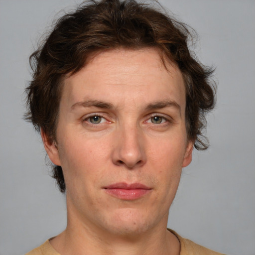 Neutral white adult male with short  brown hair and brown eyes