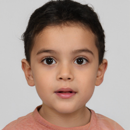 Neutral white child male with short  brown hair and brown eyes