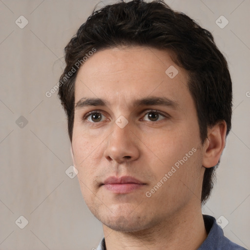 Neutral white adult male with short  brown hair and brown eyes