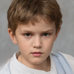 Neutral white child male with short  brown hair and brown eyes