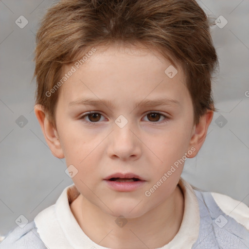 Neutral white child female with short  brown hair and brown eyes