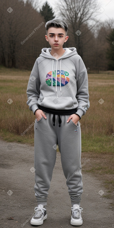 Bulgarian teenager non-binary with  gray hair