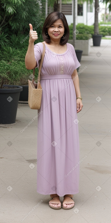 Filipino middle-aged female with  brown hair