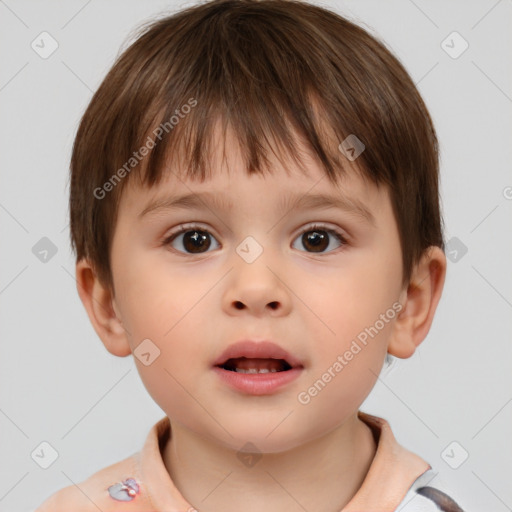 Neutral white child male with short  brown hair and brown eyes