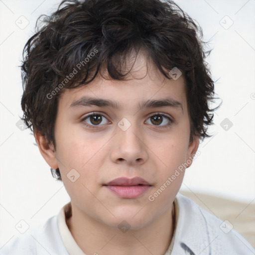 Neutral white child male with short  brown hair and brown eyes