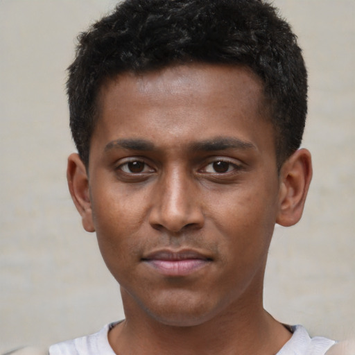 Neutral latino young-adult male with short  brown hair and brown eyes