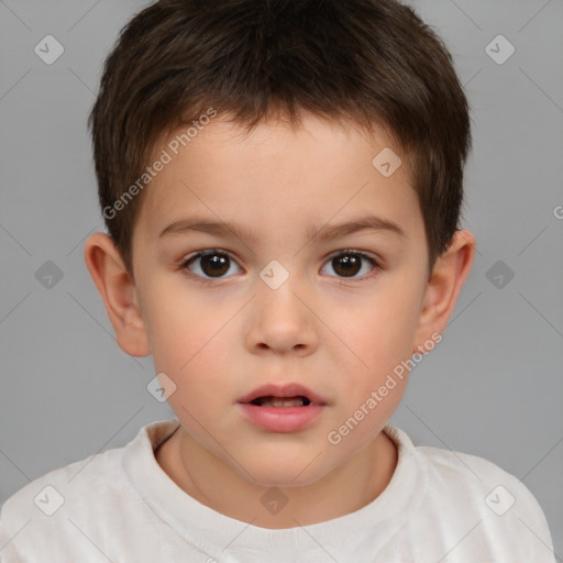 Neutral white child male with short  brown hair and brown eyes