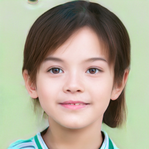 Neutral white child female with medium  brown hair and brown eyes