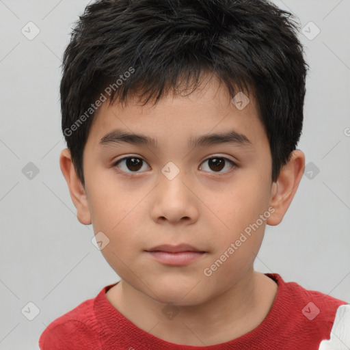 Neutral white child male with short  brown hair and brown eyes