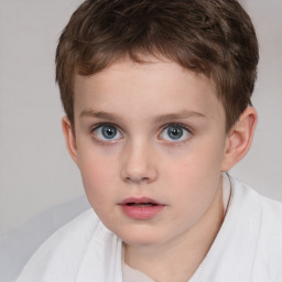 Neutral white child male with short  brown hair and brown eyes