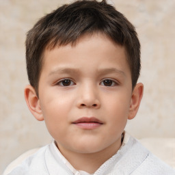 Neutral white child male with short  brown hair and brown eyes