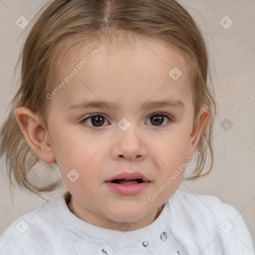 Neutral white child female with medium  brown hair and brown eyes