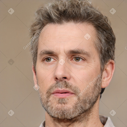 Neutral white adult male with short  brown hair and brown eyes