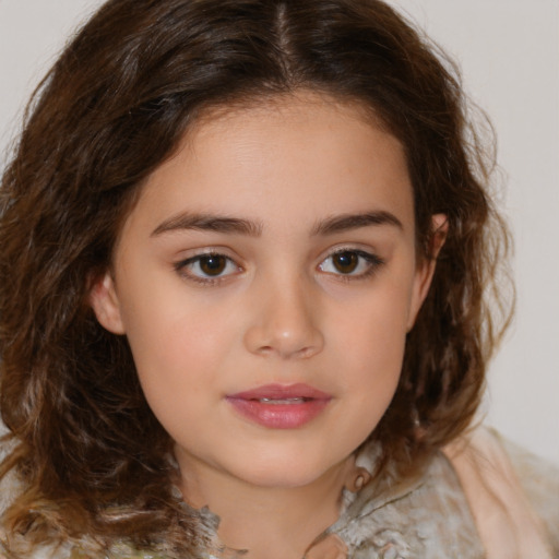 Neutral white child female with medium  brown hair and brown eyes