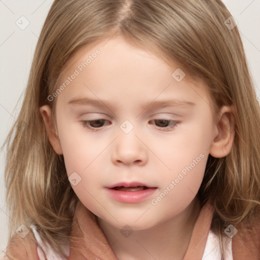 Neutral white child female with medium  brown hair and brown eyes